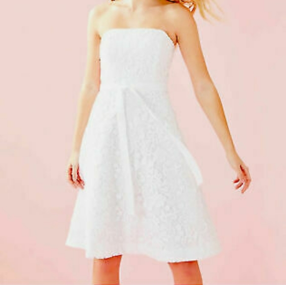 NWT Lilly Pulitzer Strapless Sienna White Lace dress SZ 8 - Picture 1 of 9